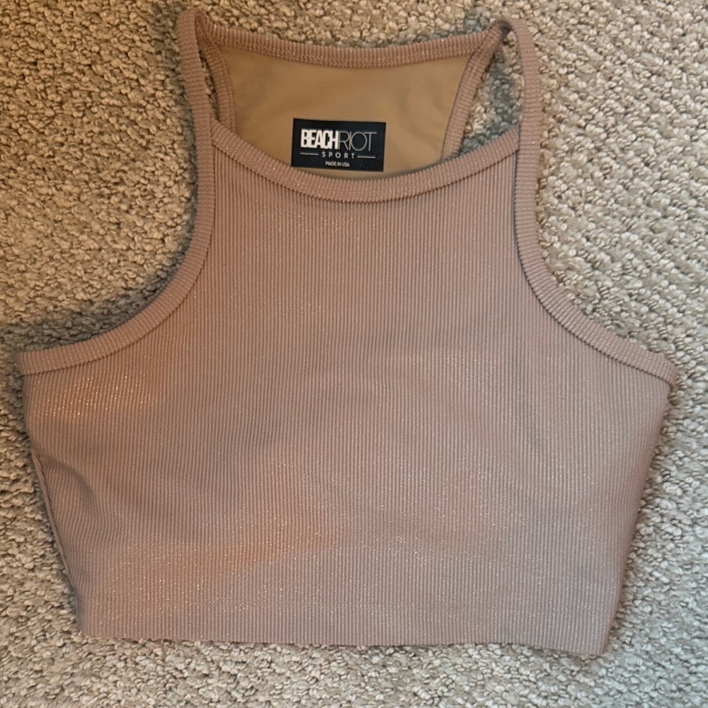 Beach Riot Women's Taupe Ribbed Crop Top